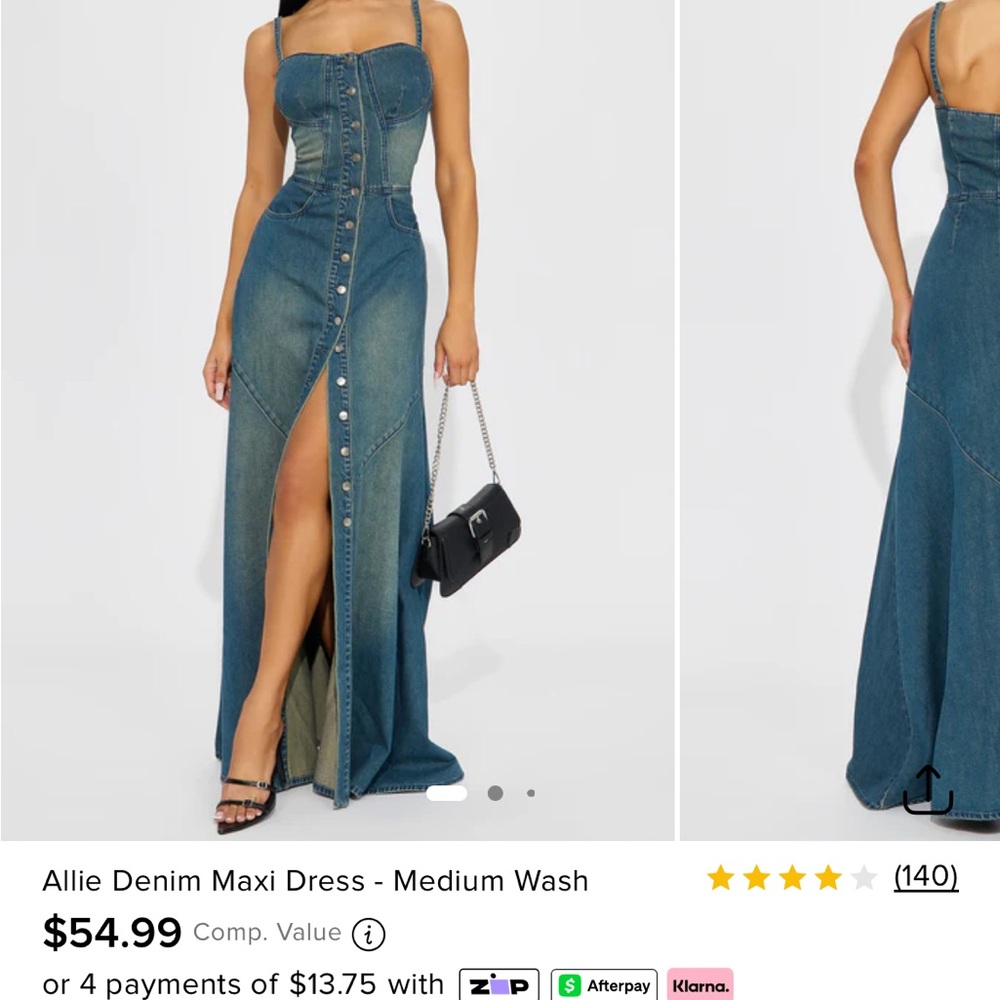 NEW Fashion Nova Allie Denim Maxi Dress in Medium Blue with Button Front